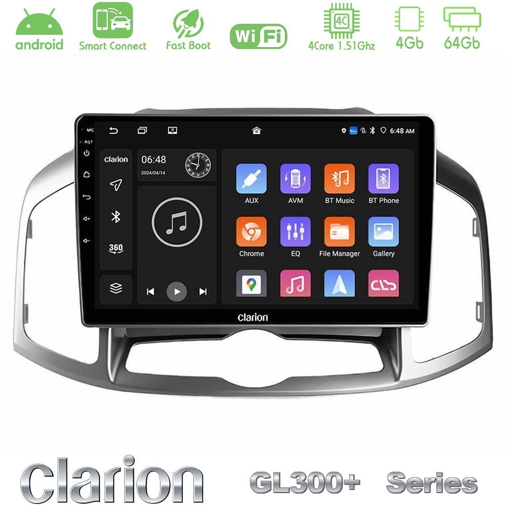 Clarion GL300+ Series 4Core Android ClarionOS 4+64GB Chevrolet Captiva 2012-2016 Navigation Multimedia Tablet 9"