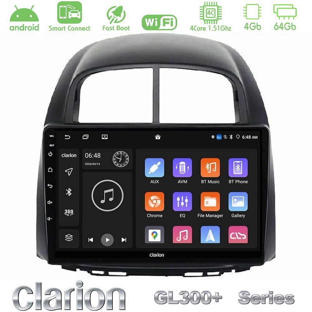 Clarion GL300+ Series 4Core Android ClarionOS 4+64GB Daihatsu Sirion/Subaru Justy Navigation Multimedia Tablet 10"