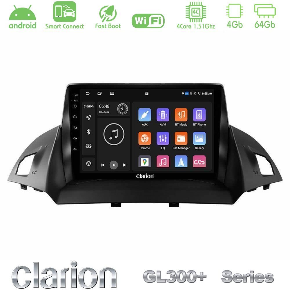 Clarion GL300+ Series 4Core Android ClarionOS 4+64GB  Ford C-Max/Kuga Navigation Multimedia Tablet 9"