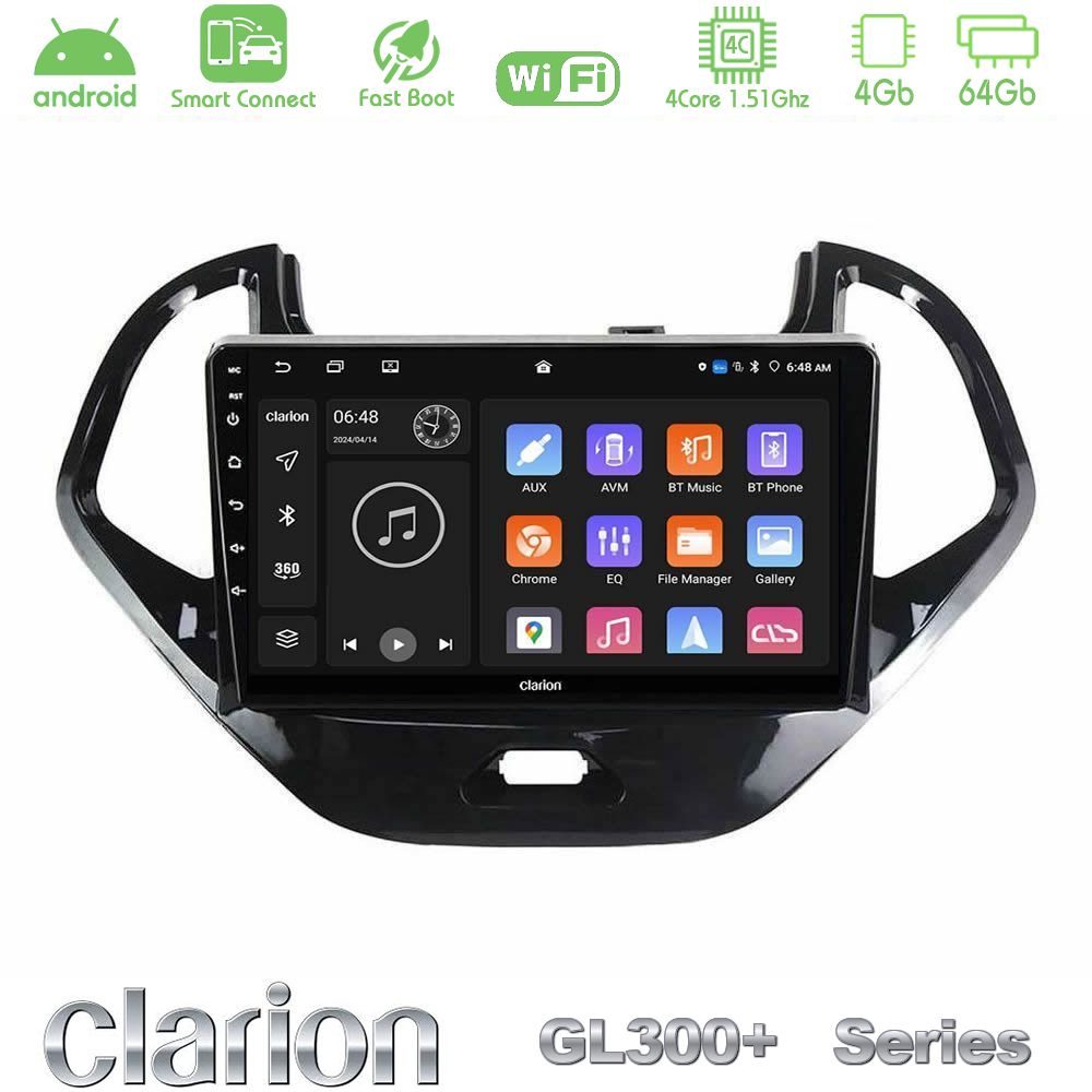 Clarion GL300+ Series 4Core Android ClarionOS 4+64GB Ford KA 2016-2020 Navigation Multimedia Tablet 9"