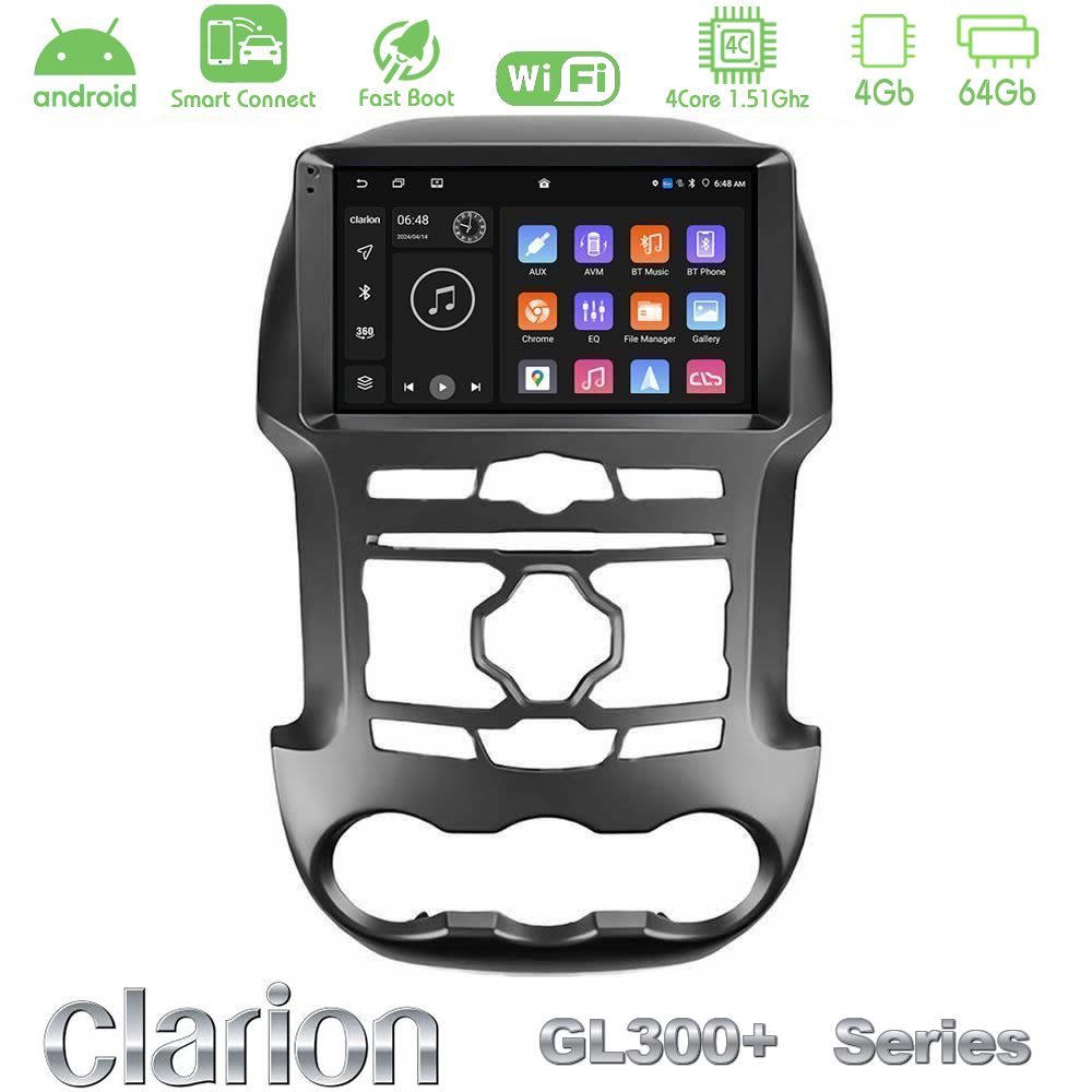Clarion GL300+ Series 4Core Android ClarionOS 4+64GB Ford Ranger 2012-2016 Navigation Multimedia Tablet 9"