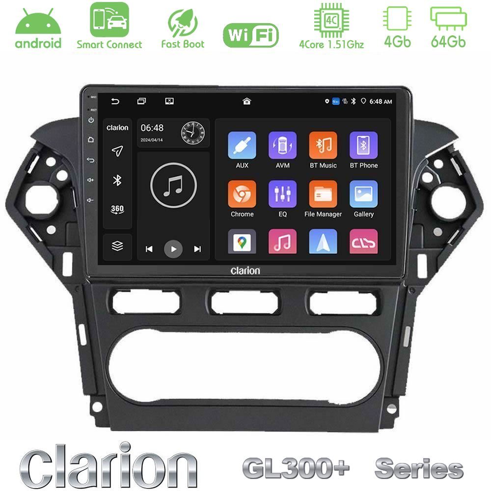 Clarion GL300+ Series 4Core Android ClarionOS 4+64GB  Ford Mondeo 2011-2014 Navigation Multimedia Tablet 10"