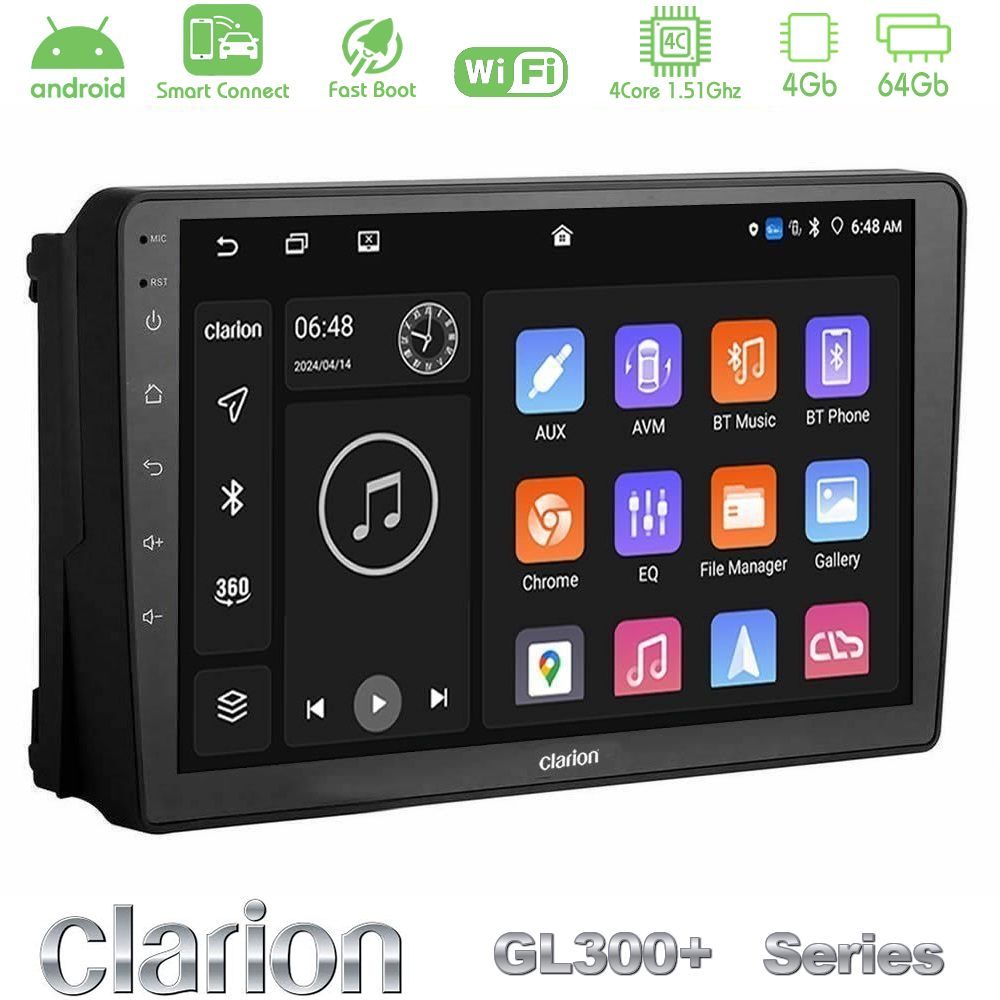 Clarion GL300+ Series 4Core Android ClarionOS 4+64GB Ford Universal Navigation Multimedia Tablet 9"