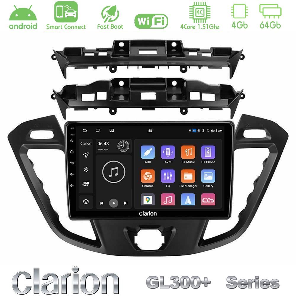 Clarion GL300+ Series 4Core Android ClarionOS 4+64GB  Ford Transit Custom/Tourneo Custom Navigation Multimedia Tablet 9"