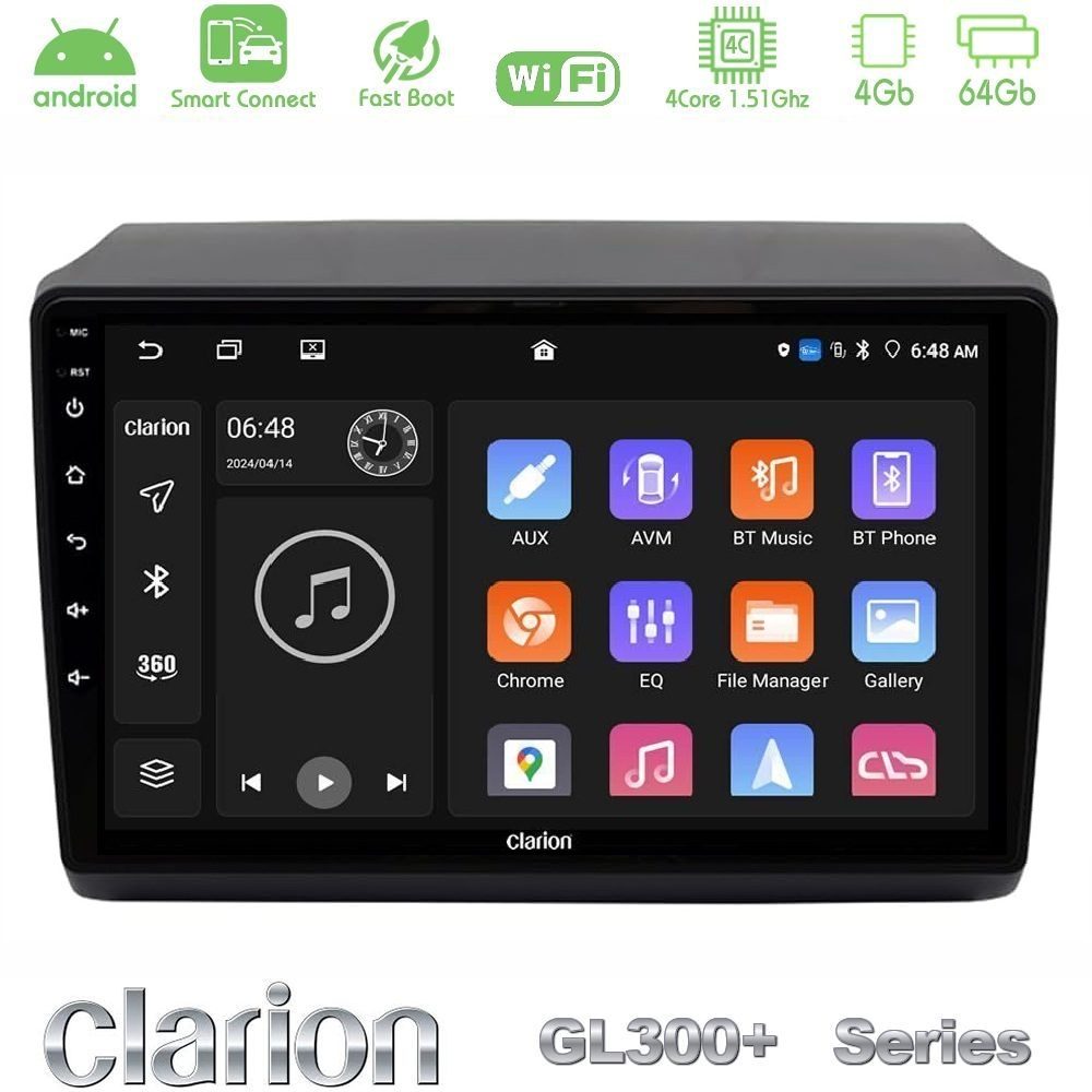 Clarion GL300+ Series 4Core Android ClarionOS 4+64GB Fiat Ducato/Citroen Jumper/Peugeot Navigation Multimedia Tablet 9"