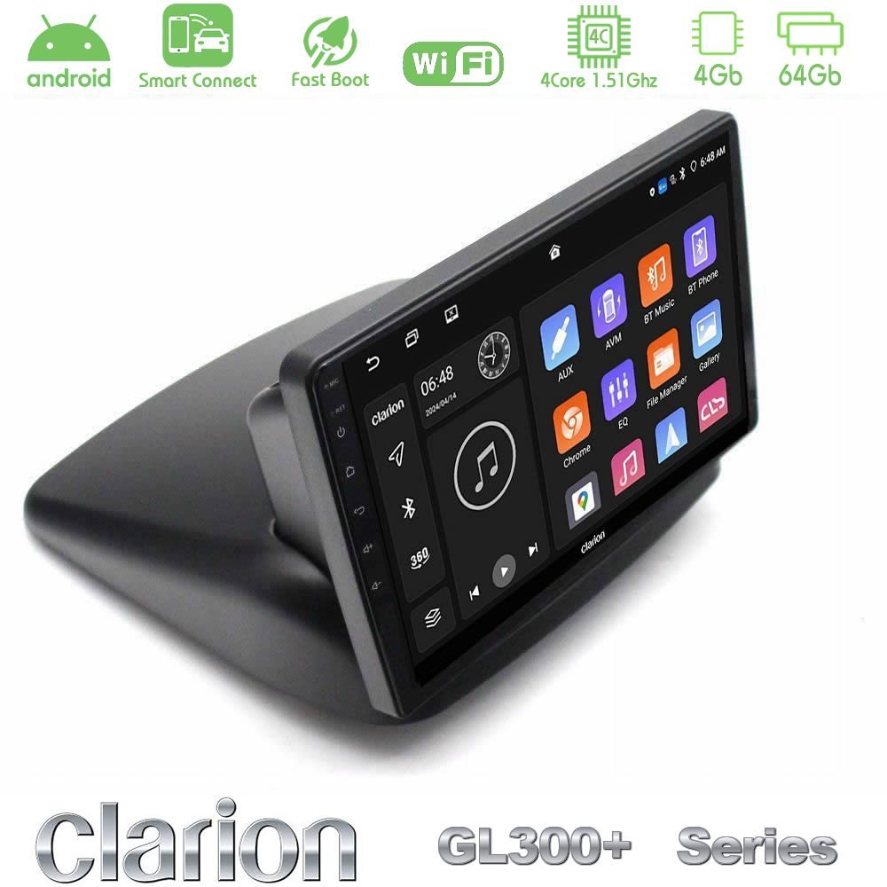Clarion GL300+ Series 4Core Android ClarionOS 4+64GB  Fiat Doblo 2002-2009 Navigation Multimedia Tablet 10"