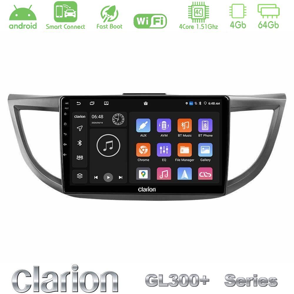 Clarion GL300+ Series 4Core Android ClarionOS 4+64GB Honda CRV 2012-2017 Navigation Multimedia Tablet 9"