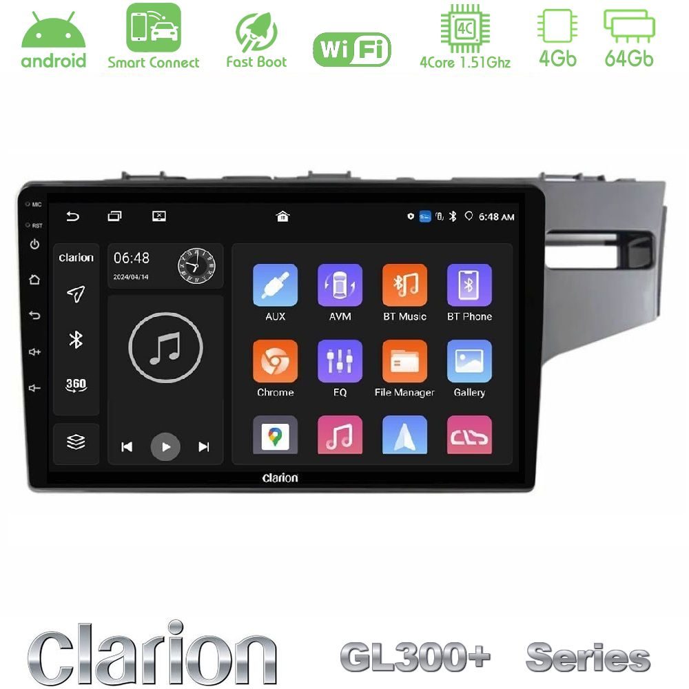 Clarion GL300+ Series 4Core Android ClarionOS 4+64GB Honda Jazz 2013-2020 RHD Navigation Multimedia Tablet 9"