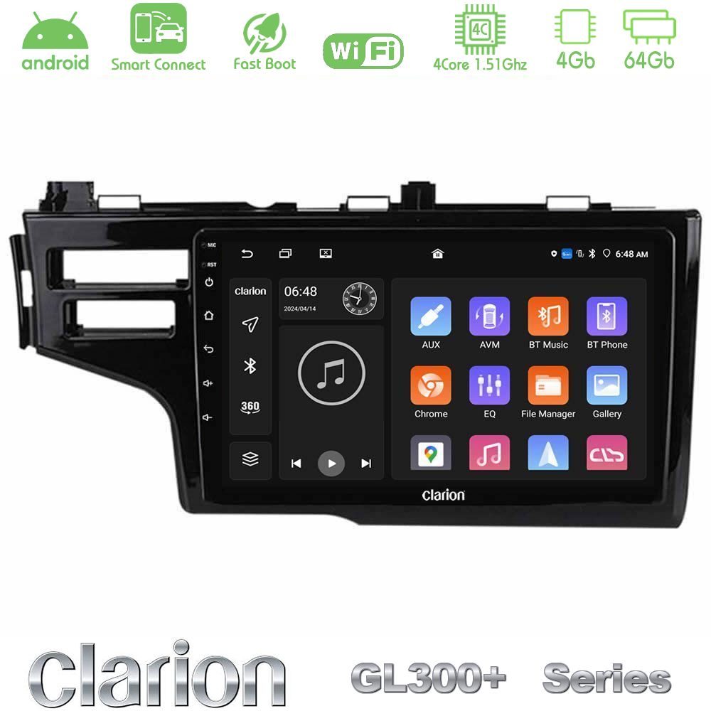 Clarion GL300+ Series 4Core Android ClarionOS 4+64GB Honda Jazz 2013-2020 Navigation Multimedia Tablet 9"