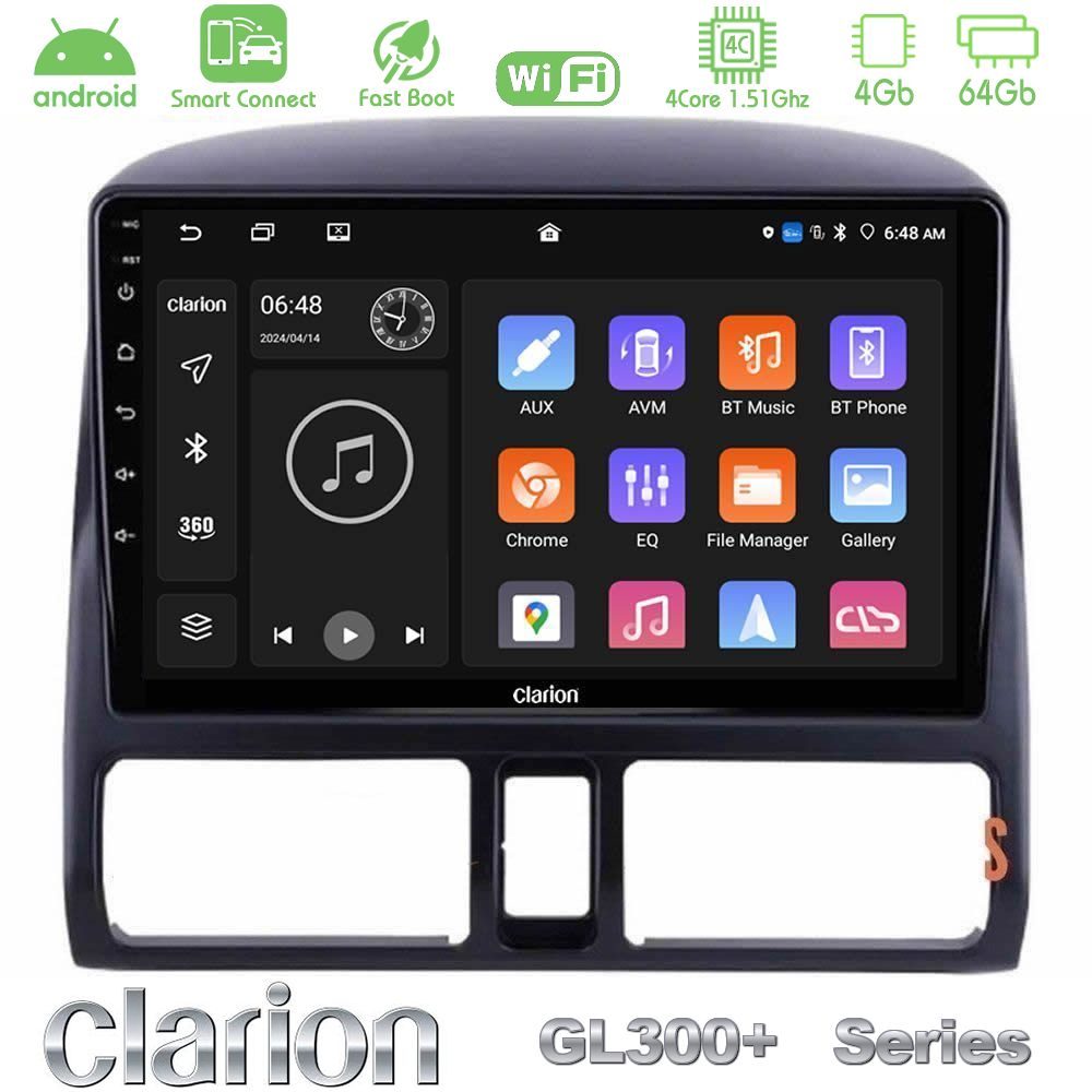 Clarion GL300+ Series 4Core Android ClarionOS 4+64GB Honda CRV 2002-2006 Navigation Multimedia Tablet 9"