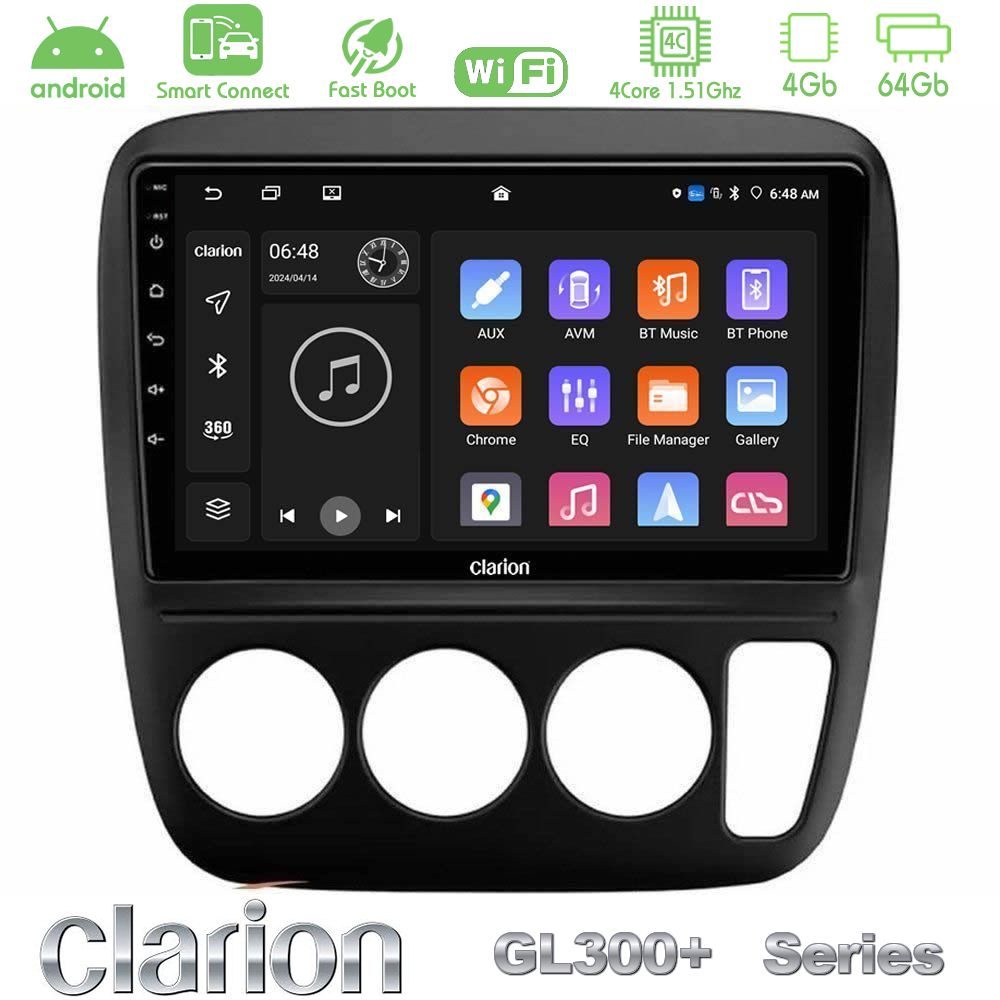 Clarion GL300+ Series 4Core Android ClarionOS 4+64GB Honda CRV 1997-2001 Navigation Multimedia Tablet 9"