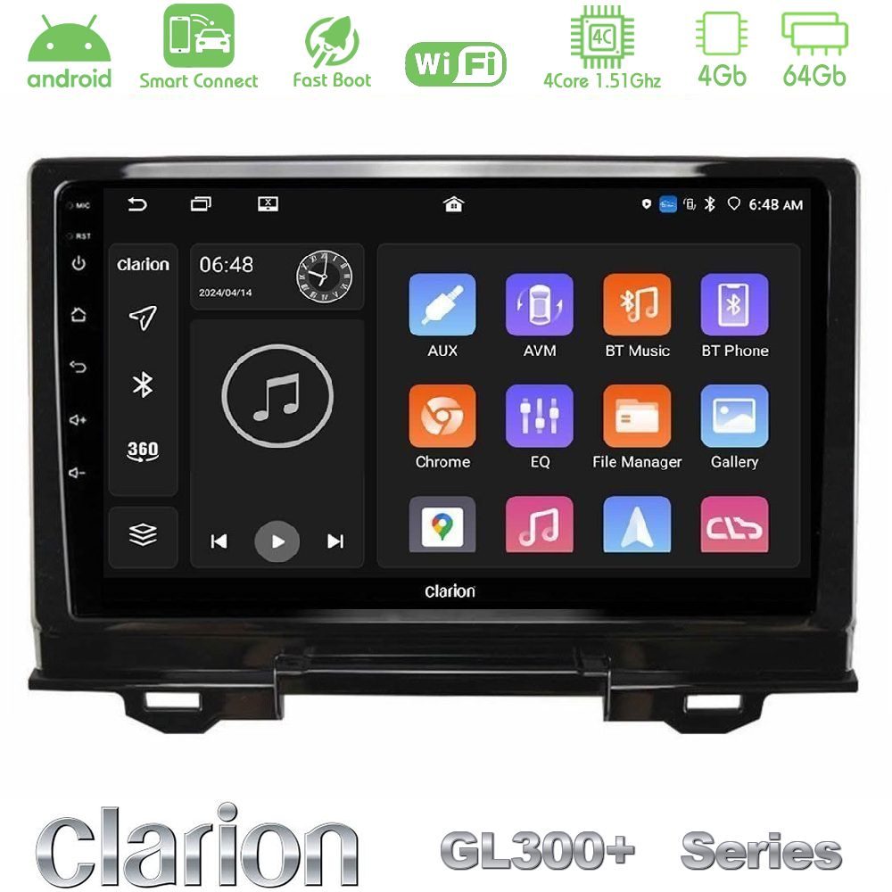 Clarion GL300+ Series 4Core Android ClarionOS 4+64GB Honda HR-V 2021-> Navigation Multimedia Tablet 9"