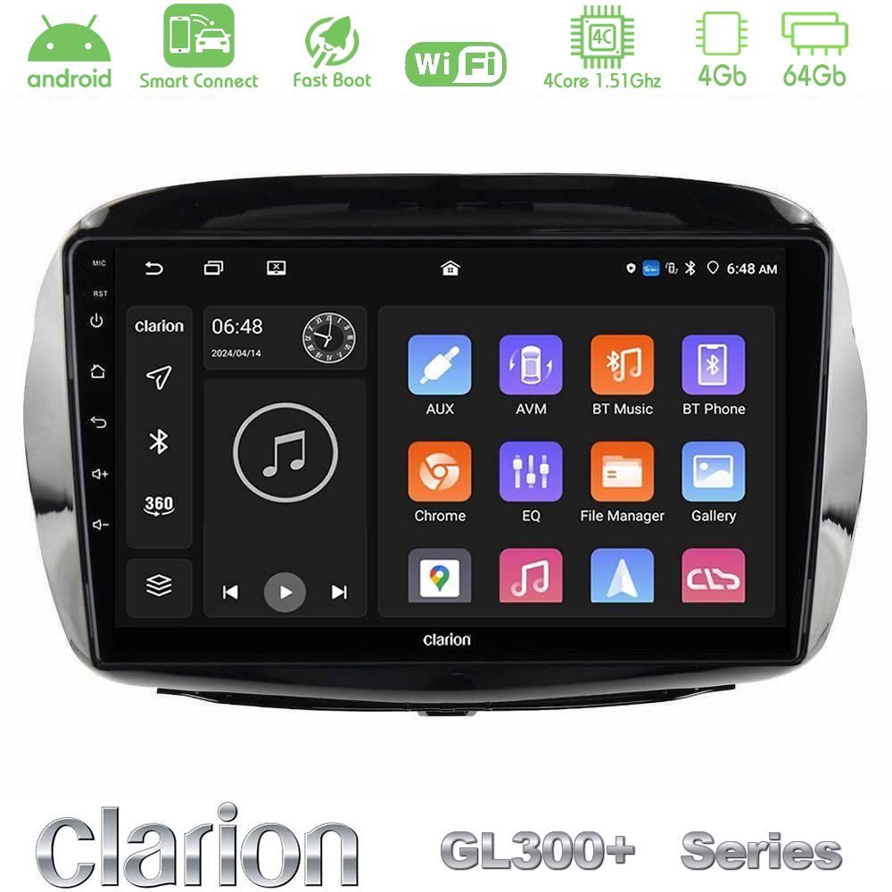 Clarion GL300+ Series 4Core Android ClarionOS 4+64GB Honda FR-V 2004-2009 Navigation Multimedia Tablet 10"