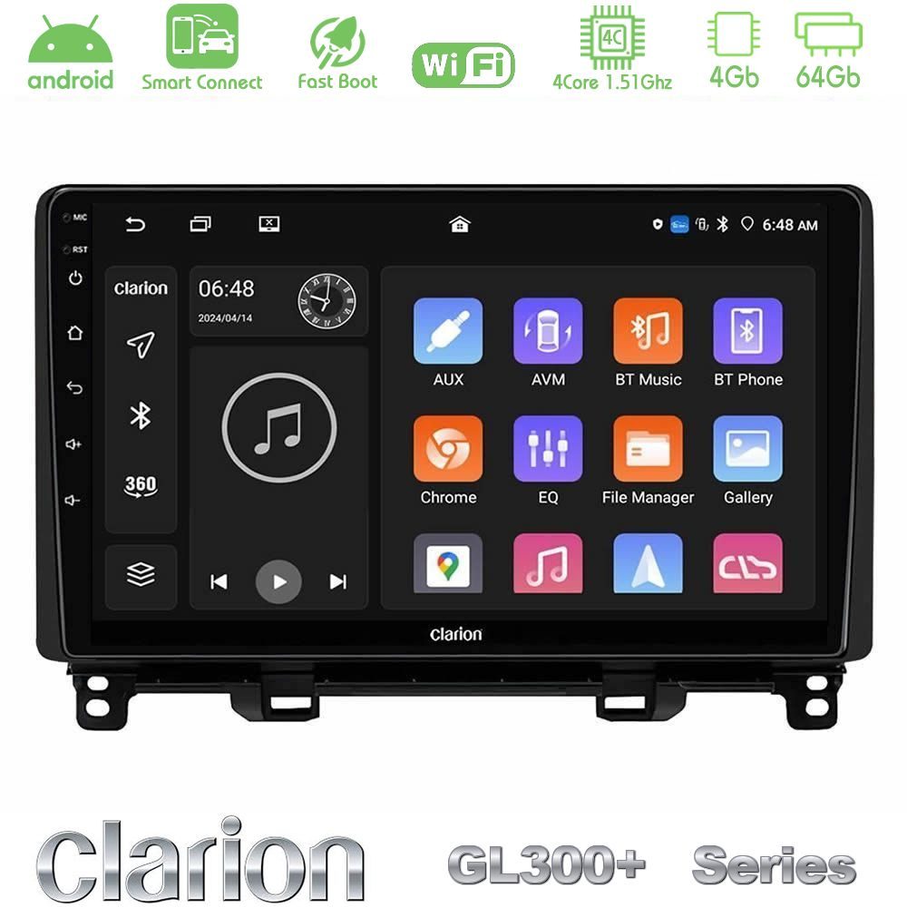 Clarion GL300+ Series 4Core Android ClarionOS 4+64GB  Honda Jazz RHD 2021-2025 Navigation Multimedia Tablet 10"