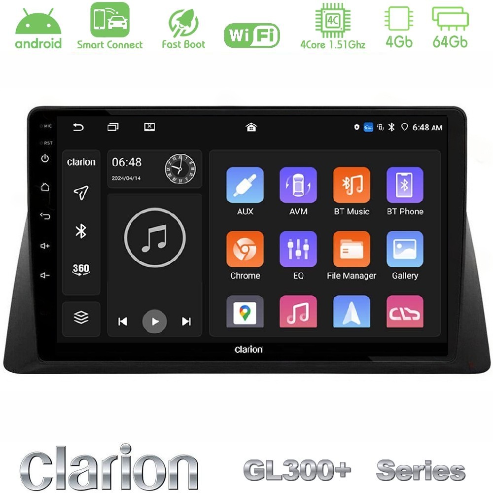 Clarion GL300+ Series 4Core Android ClarionOS 4+64GB  Honda WR-V 2024-> Navigation Multimedia Tablet 10"