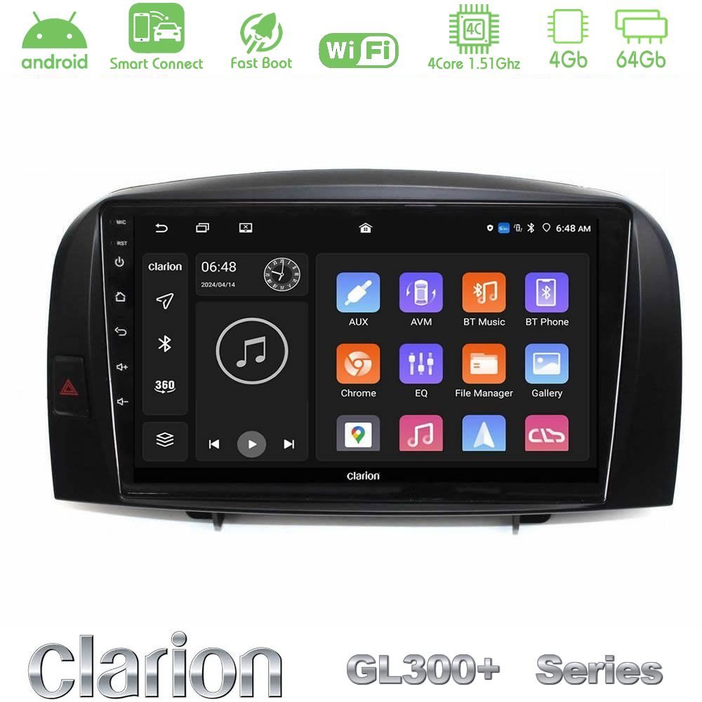 Clarion GL300+ Series 4Core Android ClarionOS 4+64GB Hyundai Sonata 2005-2009 Navigation Multimedia Tablet 10"