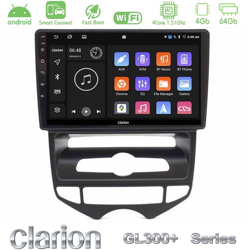 Clarion GL300+ Series 4Core Android ClarionOS 4+64GB Hyundai ix20 2010-2020 (AUTO A/C) Navigation Multimedia Tablet 10"