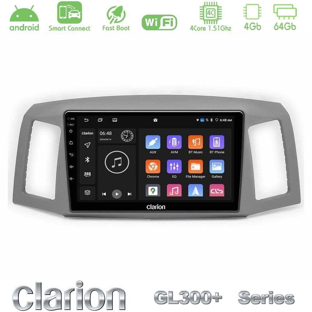Clarion GL300+ Series 4Core Android ClarionOS 4+64GB  Jeep Grand Cherokee 2005-2007 Navigation Multimedia Tablet 10"