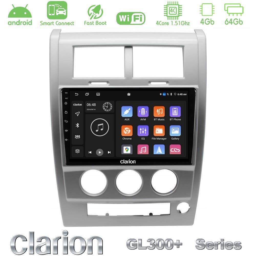 Clarion GL300+ Series 4Core Android ClarionOS 4+64GB  Jeep Cherokee (KK) 2008-2012 Navigation Multimedia Tablet 10"