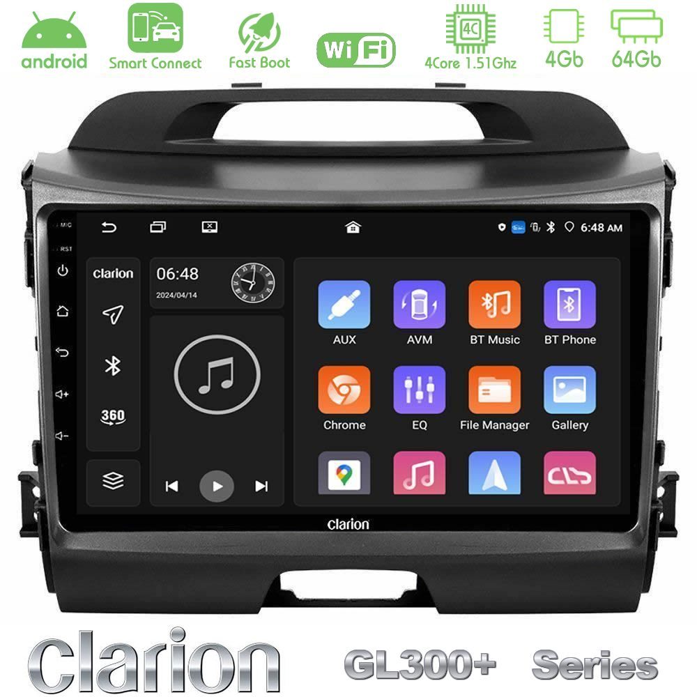 Clarion GL300+ Series 4Core Android ClarionOS 4+64GB Kia Sportage Navigation Multimedia Tablet 9"