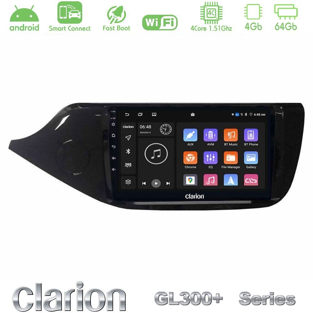 Clarion GL300+ Series 4Core Android ClarionOS 4+64GB Kia Ceed 2013-2017 Navigation Multimedia Tablet 9"