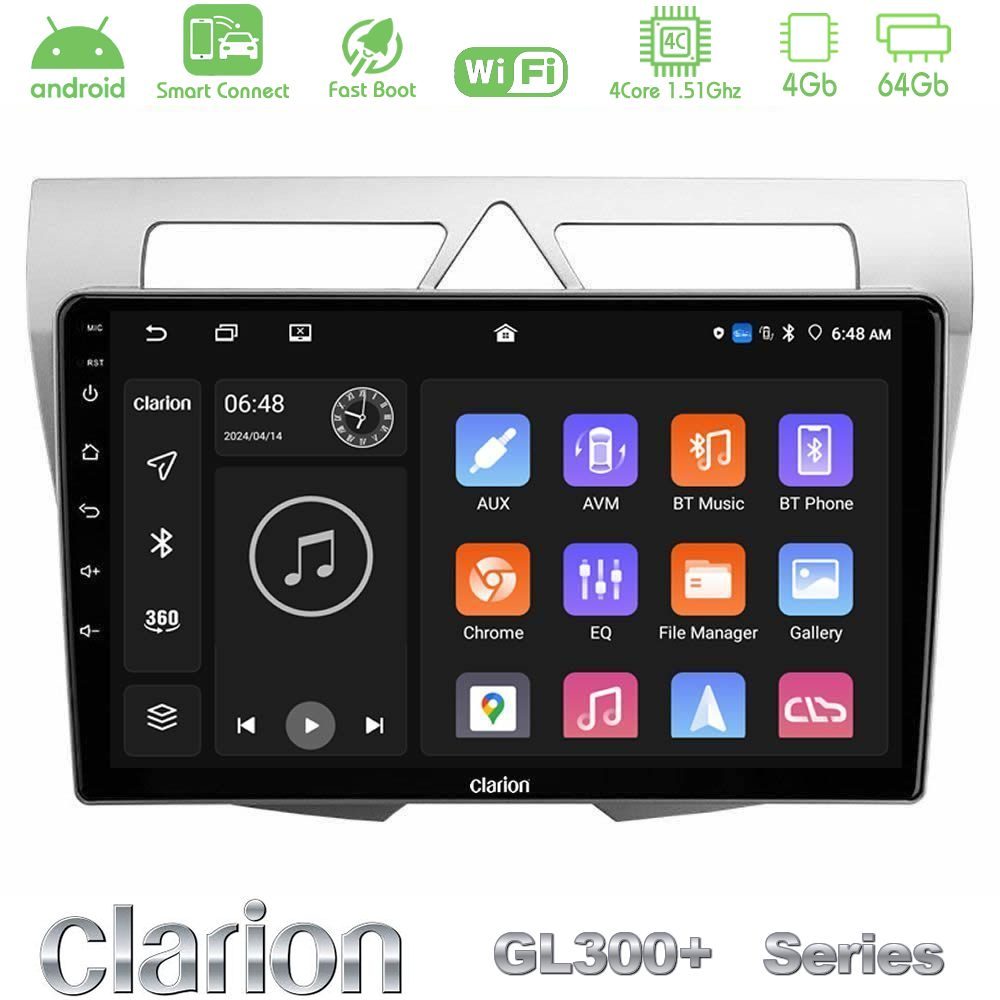 Clarion GL300+ Series 4Core Android ClarionOS 4+64GB Kia Picanto Navigation Multimedia Tablet 9"