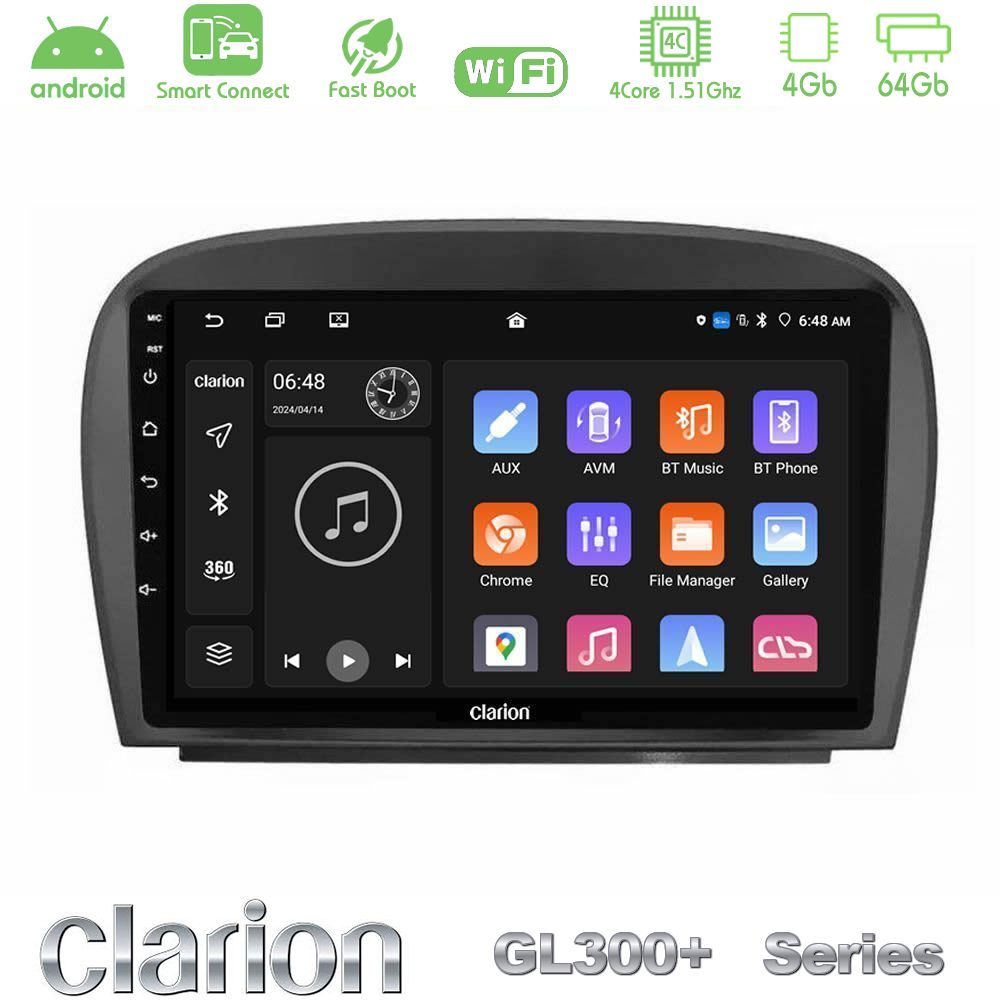 Clarion GL300+ Series 4Core Android ClarionOS 4+64GB Mercedes SL Class 2005-2011 Navigation Multimedia Tablet 9"