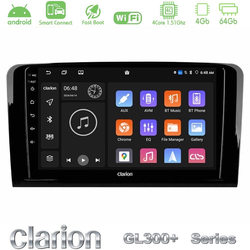 Clarion GL300+ Series 4Core Android ClarionOS 4+64GB Mercedes ML/GL Class Navigation Multimedia Tablet 9"