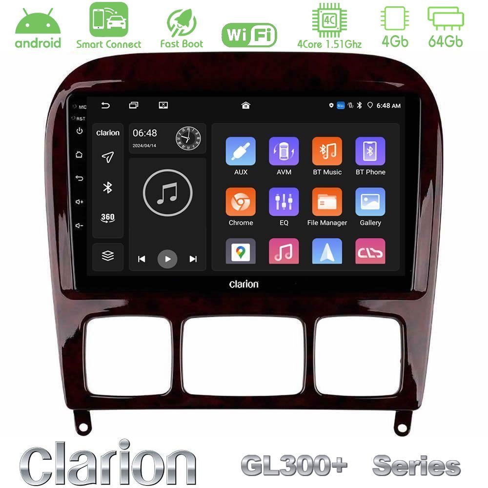 Clarion GL300+ Series 4Core Android ClarionOS 4+64GB Mercedes S Class 1999-2004 (W220) Navigation Multimedia Tablet 9"