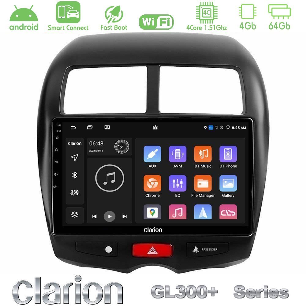 Clarion GL300+ Series 4Core Android ClarionOS 4+64GB  Mitsubishi ASX Navigation Multimedia Tablet 10"
