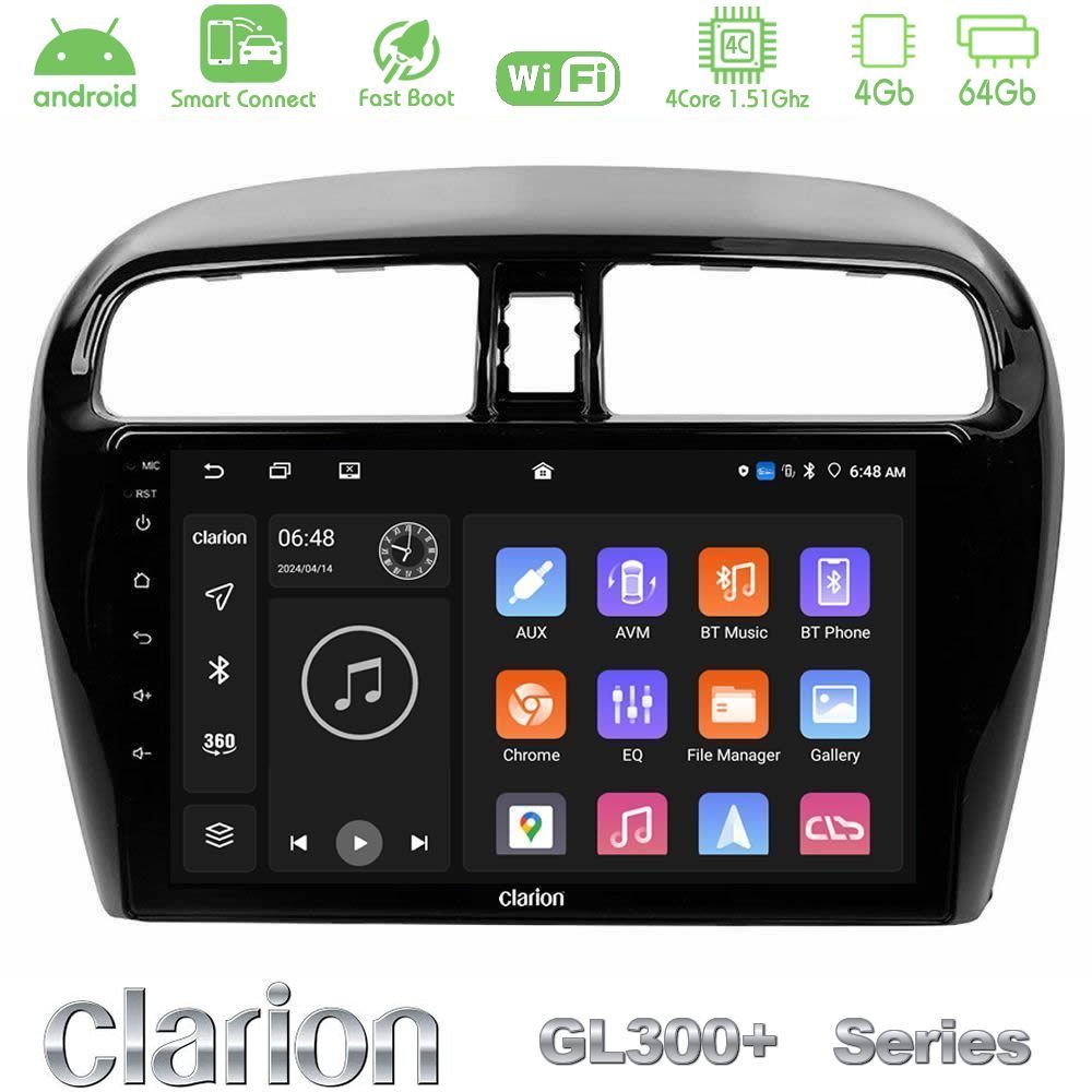 Clarion GL300+ Series 4Core Android ClarionOS 4+64GB Mitsubishi Space Star 2013-2016 Navigation Multimedia Tablet 9"