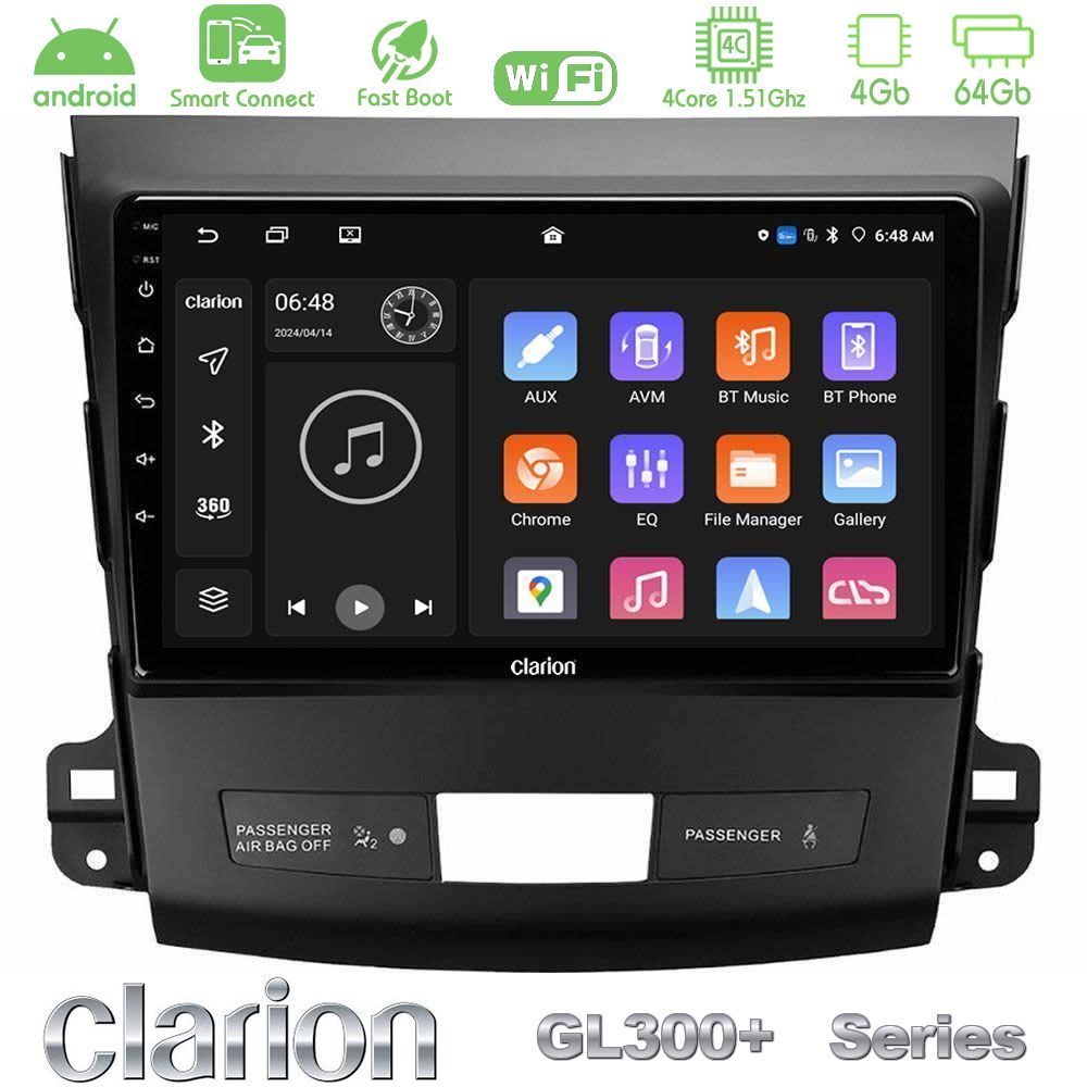 Clarion GL300+ Series 4Core Android ClarionOS 4+64GB  Mitsubishi Outlander/Citroen C-Crosser/Peugeot 4007 Navigation Multimedia Tablet 9"