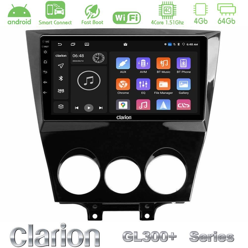 Clarion GL300+ Series 4Core Android ClarionOS 4+64GB Mazda RX8 2008-2012 Navigation Multimedia Tablet 9"
