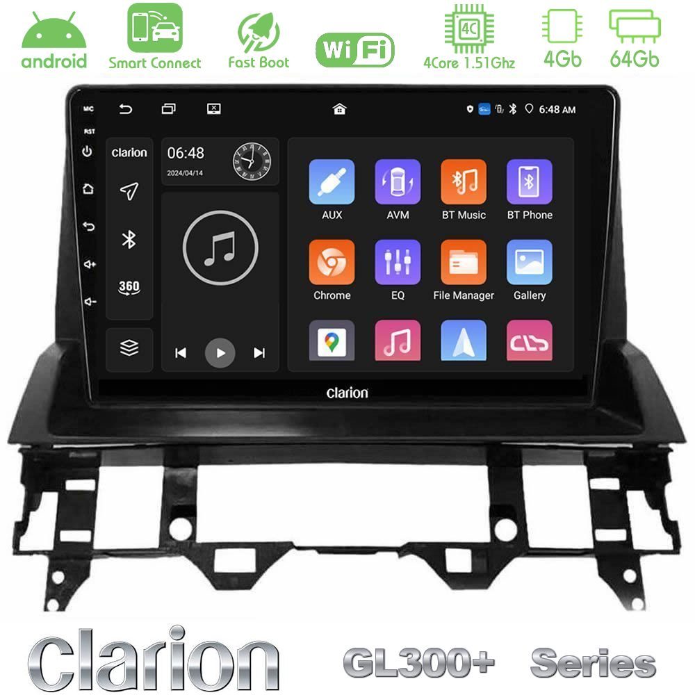 Clarion GL300+ Series 4Core Android ClarionOS 4+64GB Mazda6 2002-2006 Navigation Multimedia Tablet 9"