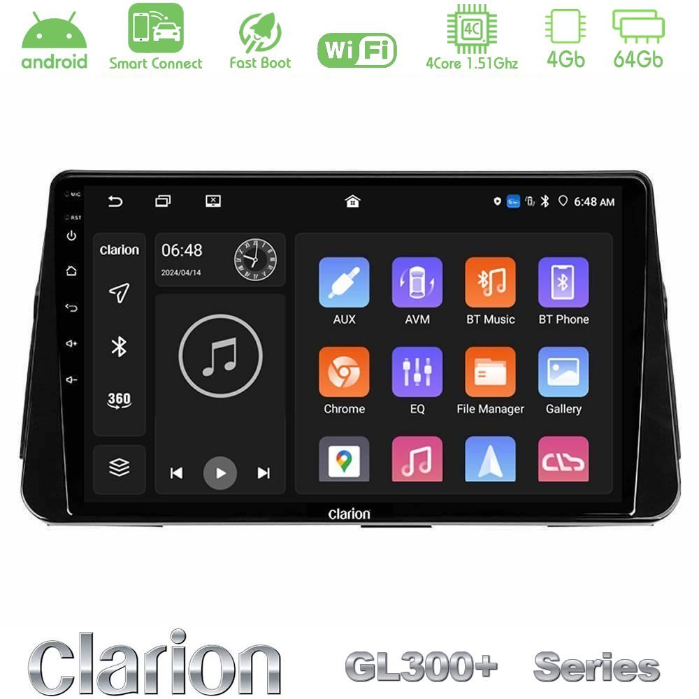 Clarion GL300+ Series 4Core Android ClarionOS 4+64GB Nissan Micra K14 Navigation Multimedia Tablet 9"