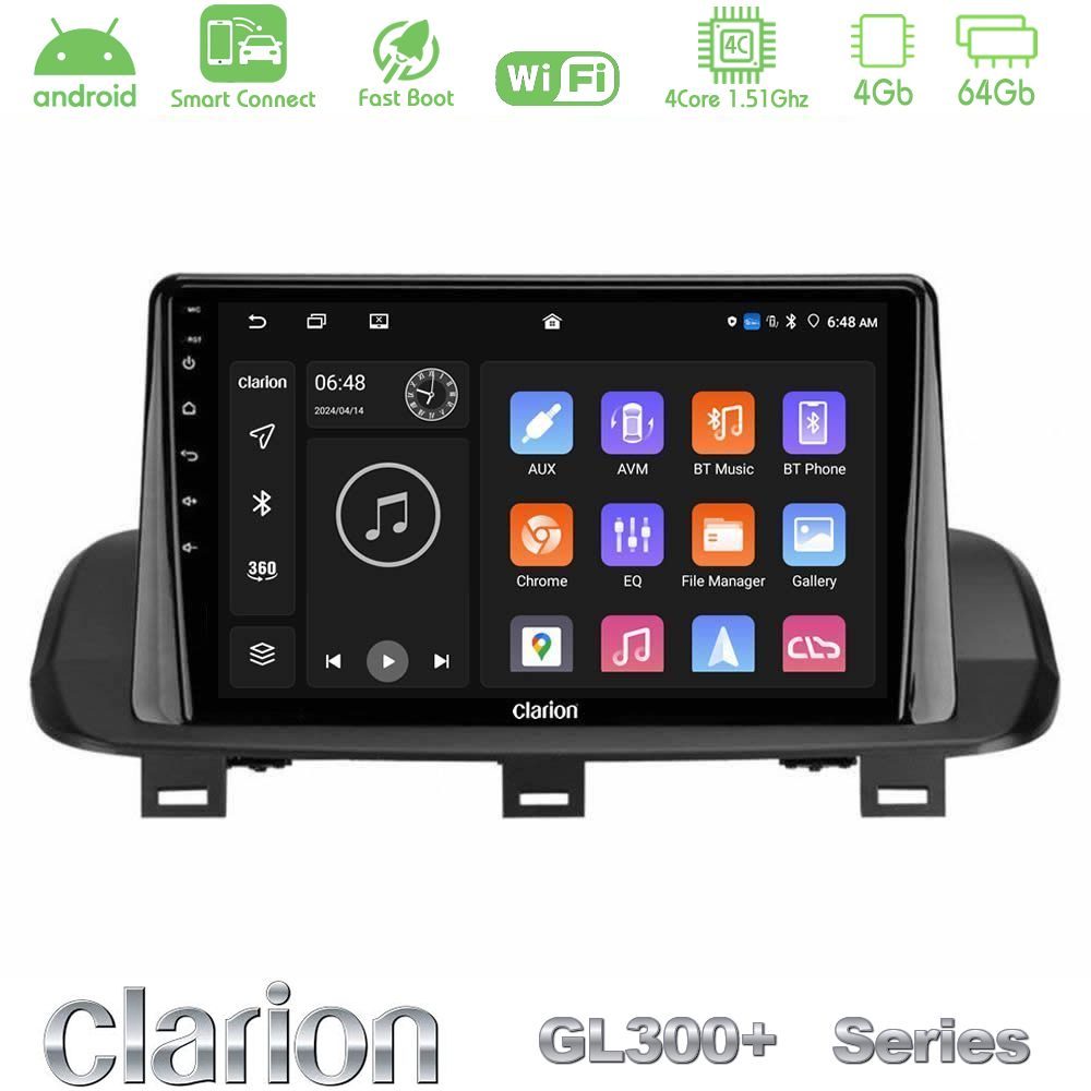 Clarion GL300+ Series 4Core Android ClarionOS 4+64GB  Nissan Qashqai J12 amp; X-Trail T33 Navigation Multimedia Tablet 10"
