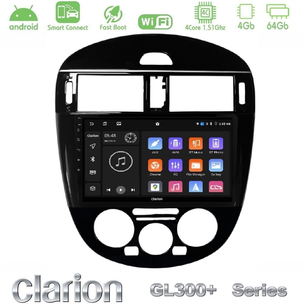 Clarion GL300+ Series 4Core Android ClarionOS 4+64GB Nissan Pulsar 2015-2018 (Manual A/C) Navigation Multimedia Tablet 9"