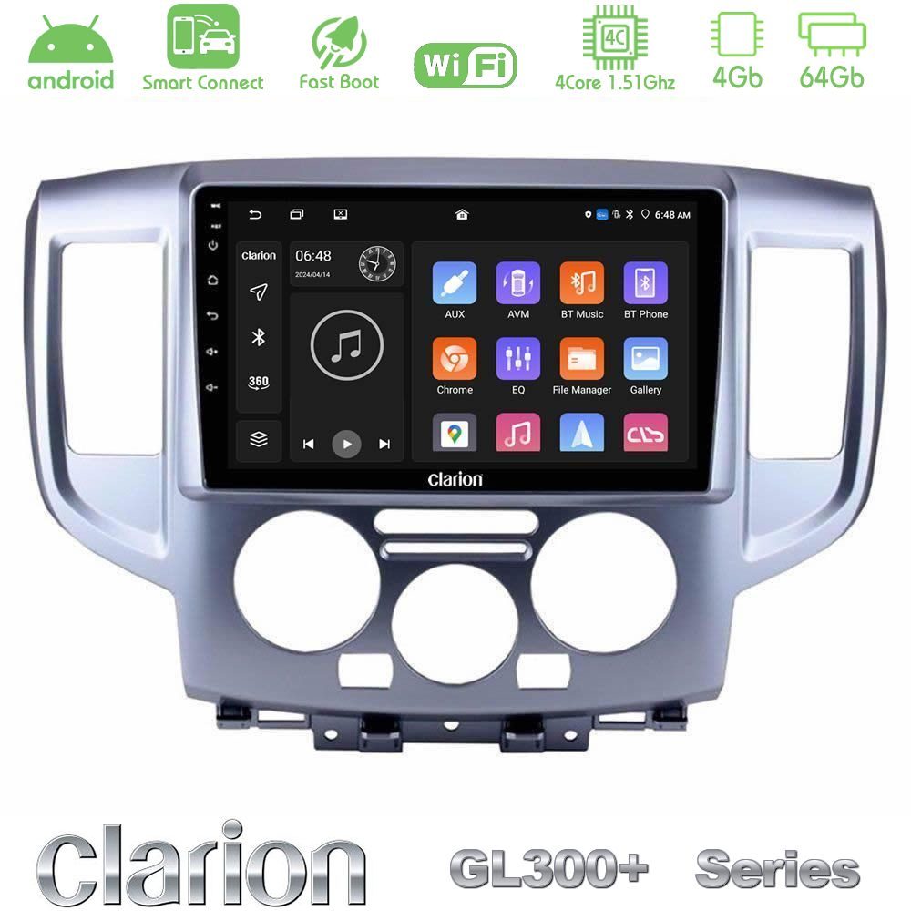 Clarion GL300+ Series 4Core Android ClarionOS 4+64GB  Nissan NV200 Navigation Multimedia Tablet 9"