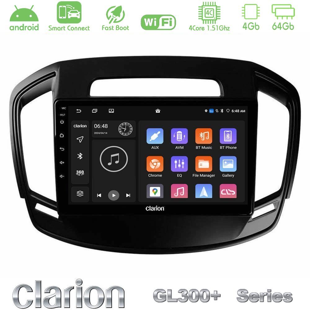 Clarion GL300+ Series 4Core Android ClarionOS 4+64GB Opel Insignia 2014-2017 Navigation Multimedia Tablet 9"