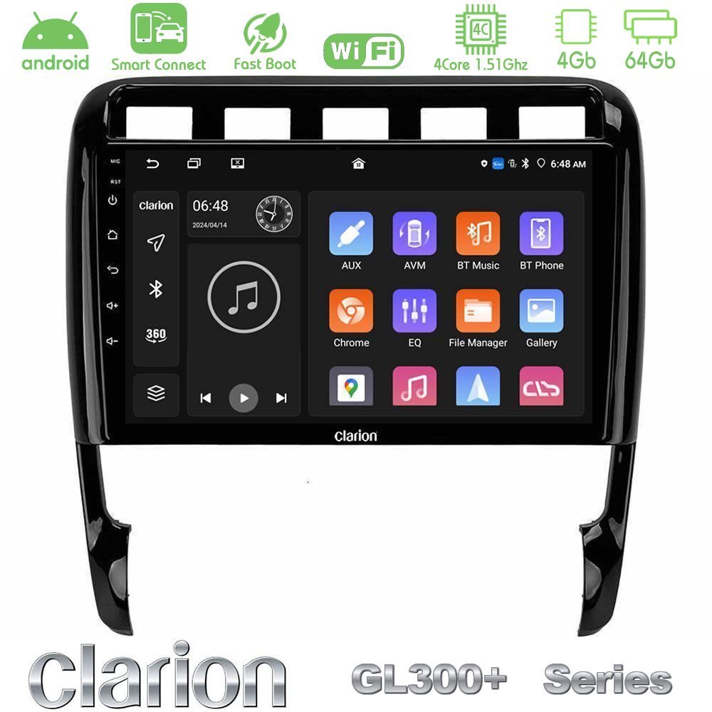 Clarion GL300+ Series 4Core Android ClarionOS 4+64GB  Porsche Cayenne 2003-2010 Navigation Multimedia Tablet 9"