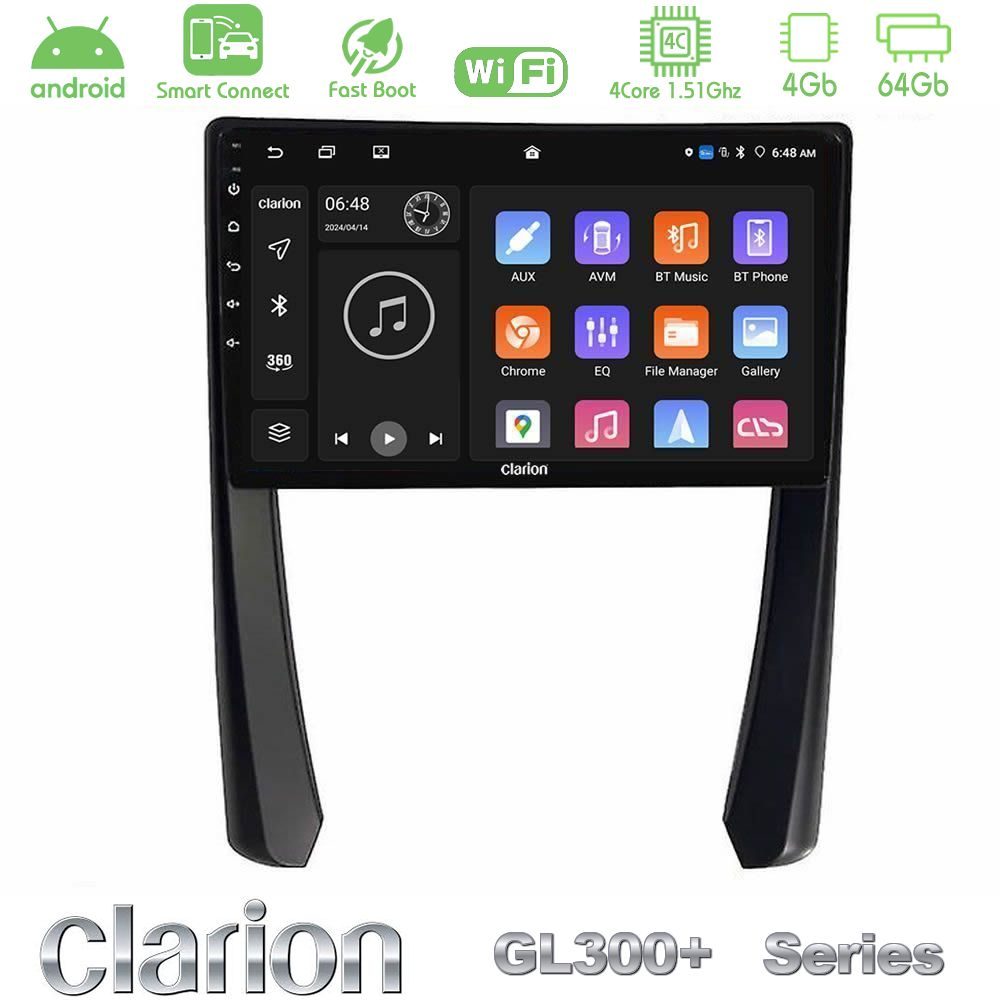 Clarion GL300+ Series 4Core Android ClarionOS 4+64GB Porsche 911/Cayman/Boxster Navigation Multimedia Tablet 9"