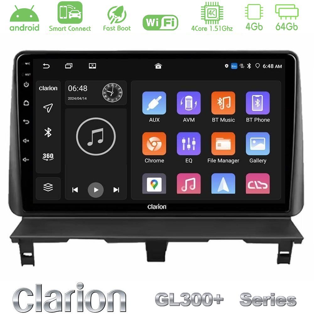 Clarion GL300+ Series 4Core Android ClarionOS 4+64GB Peugeot Partner / Citroën Berlingo 2002-2008 Navigation Multimedia Tablet 9"