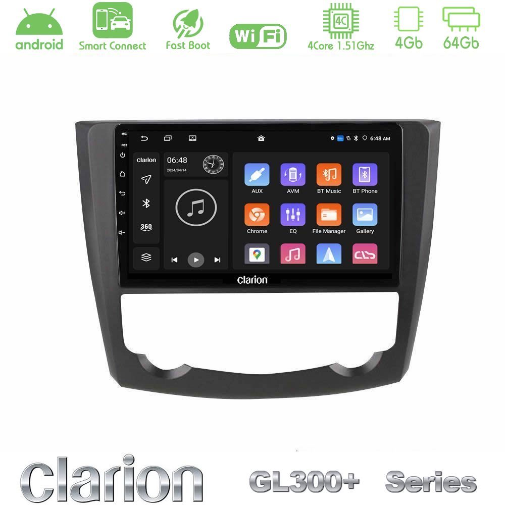 Clarion GL300+ Series 4Core Android ClarionOS 4+64GB  Renault Kadjar Navigation Multimedia Tablet 9"