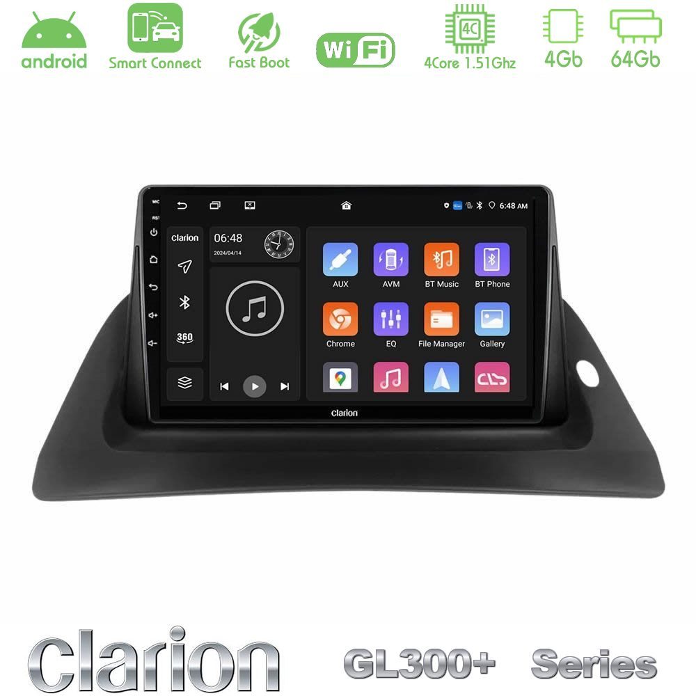 Clarion GL300+ Series 4Core Android ClarionOS 4+64GB  Renault Kangoo 2014-2018 Navigation Multimedia Tablet 9"