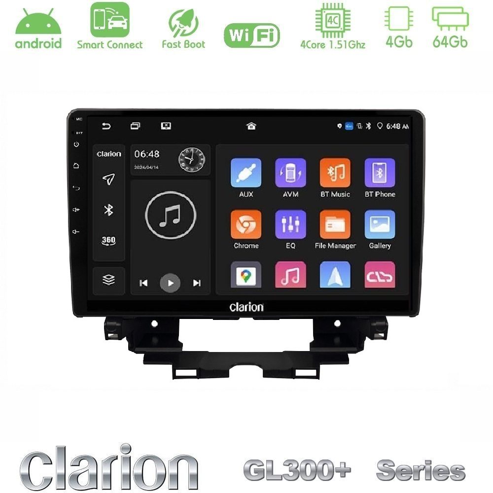 Clarion GL300+ Series 4Core Android ClarionOS 4+64GB  Renault Kangoo / Nissan Townstar 2022-> Navigation Multimedia Tablet 10"
