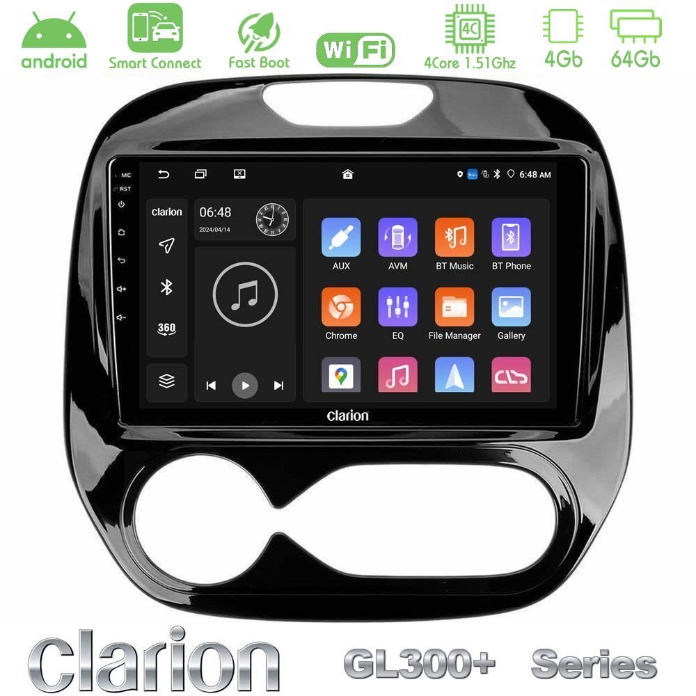 Clarion GL300+ Series 4Core Android ClarionOS 4+64GB Renault Captur 2013-2019 (Facelift) Navigation Multimedia Tablet 9"