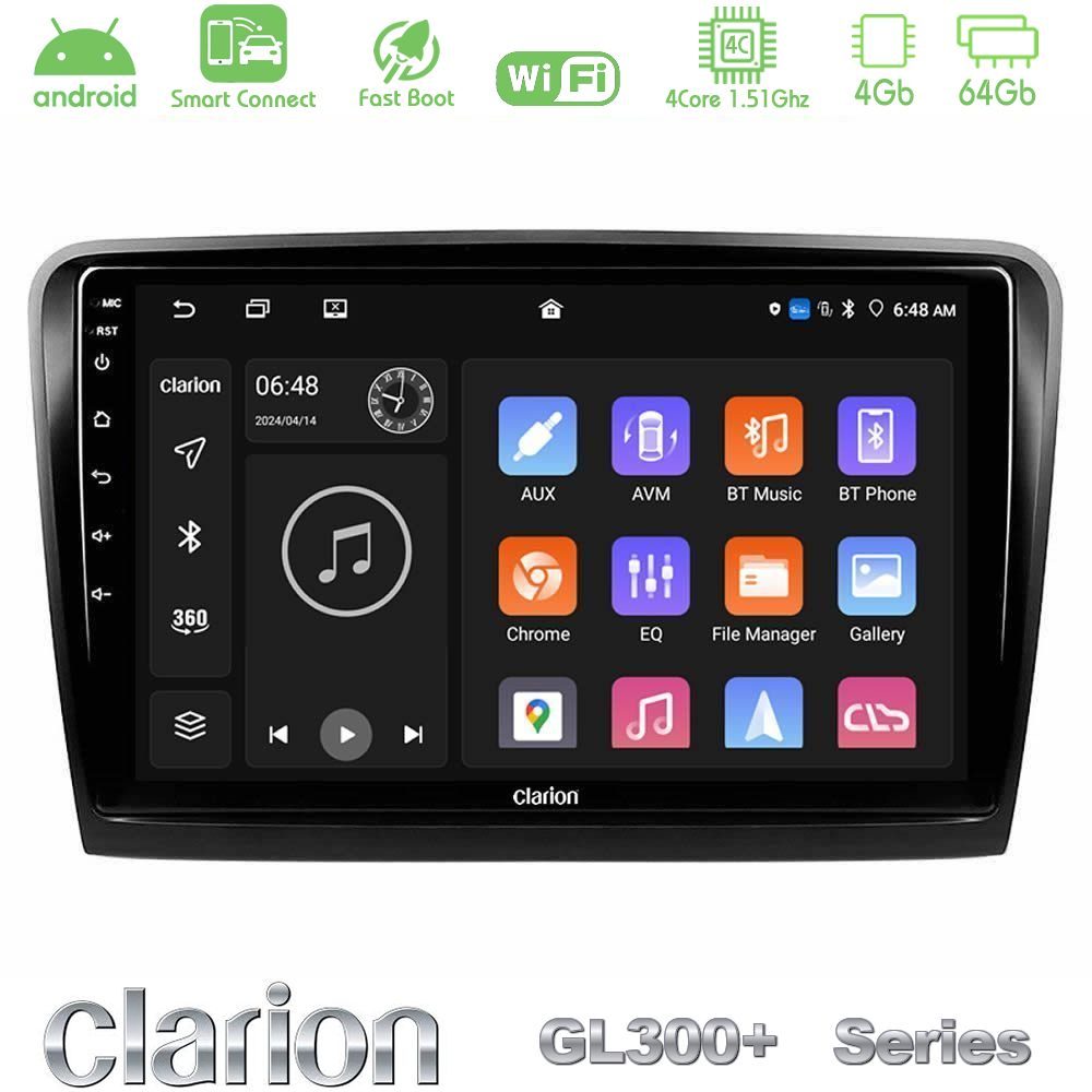 Clarion GL300+ Series 4Core Android ClarionOS 4+64GB  Skoda Superb 2008-2015 Navigation Multimedia Tablet 10"