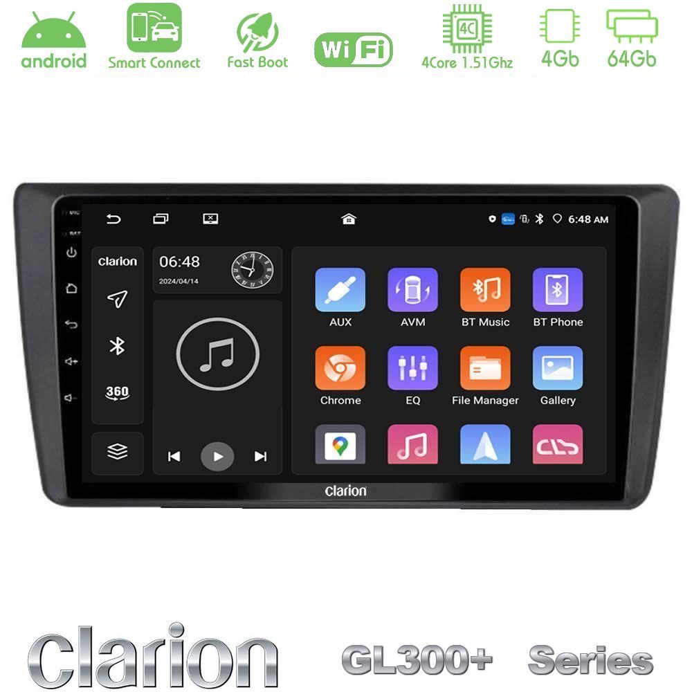 Clarion GL300+ Series 4Core Android ClarionOS 4+64GB  Skoda Octavia 2004-2012 Navigation Multimedia Tablet 9"