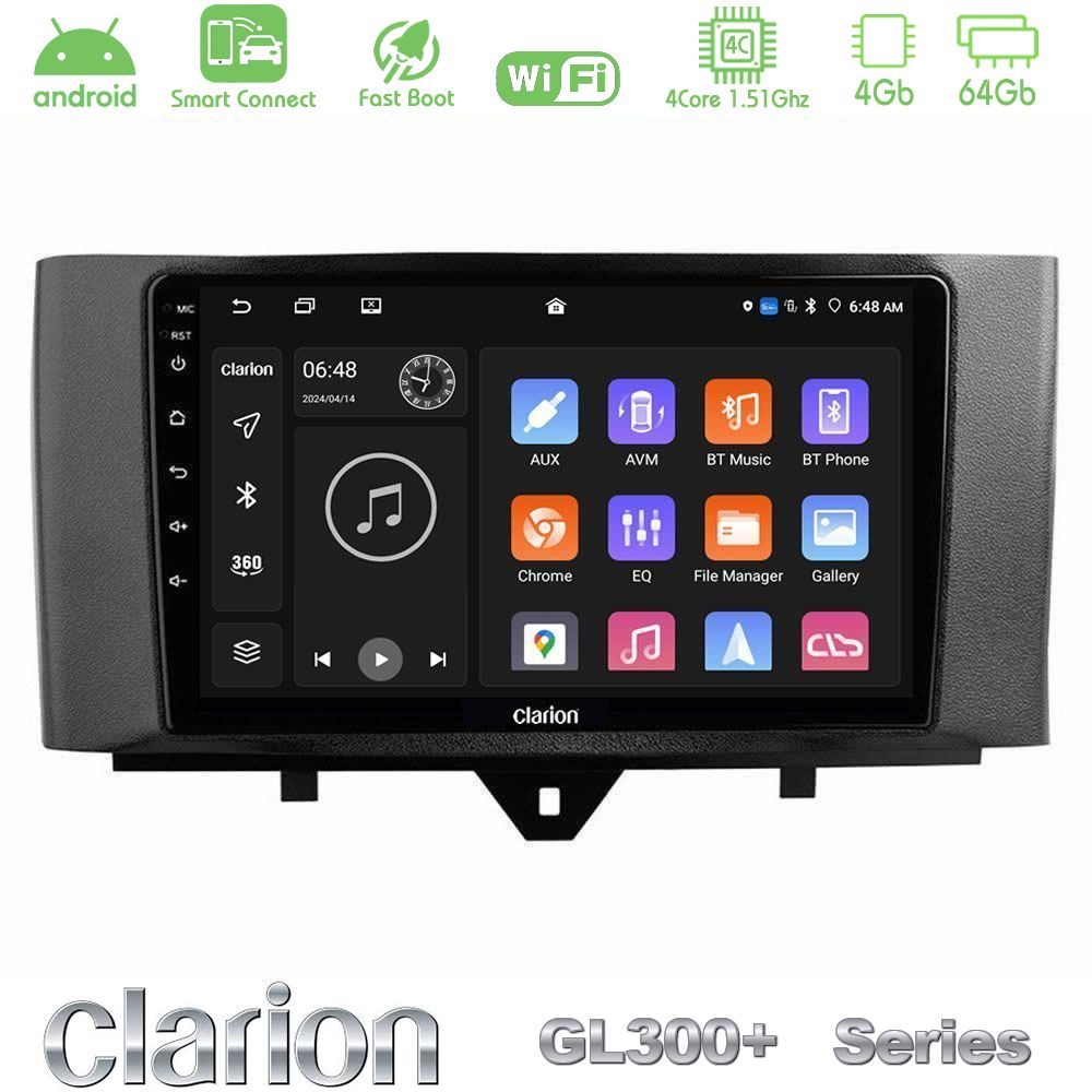 Clarion GL300+ Series 4Core Android ClarionOS 4+64GB  Smart 451 Facelift Navigation Multimedia Tablet 9"