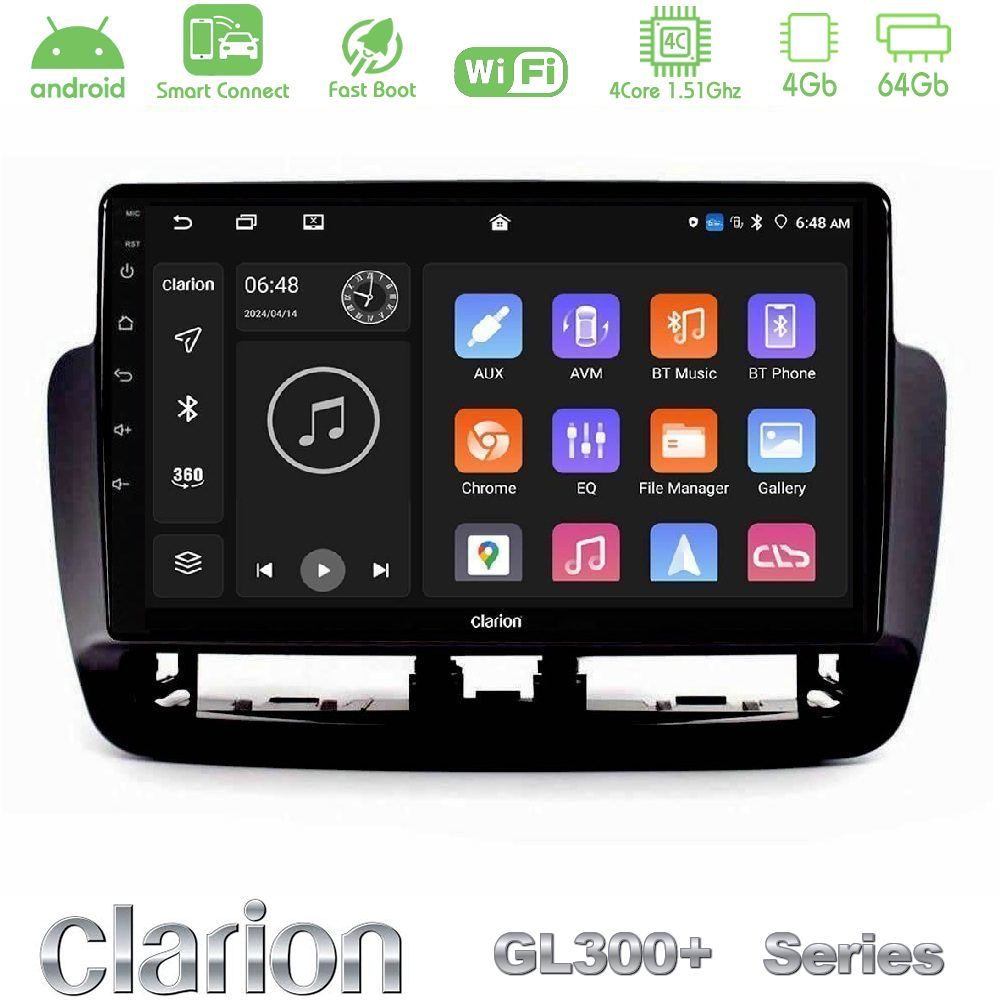 Clarion GL300+ Series 4Core Android ClarionOS 4+64GB  Seat Ibiza 2012-2015 Navigation Multimedia Tablet 9"   (Piano Black)